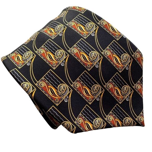 Valentino Cravatte vintage handmade 100% silk luxe flourish print tie 4” w - Picture 1 of 6